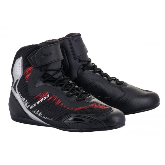 Alpinestars Faster-3 Rideknit Shoes Black Silver Bright Red