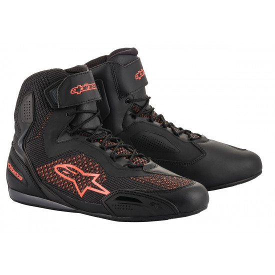 Alpinestars Faster-3 Rideknit Shoes Black Red Fluo