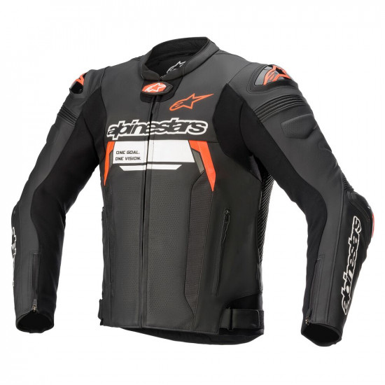 Alpinestars Missile V2 Ignition Leather Jacket Black Red Fluo